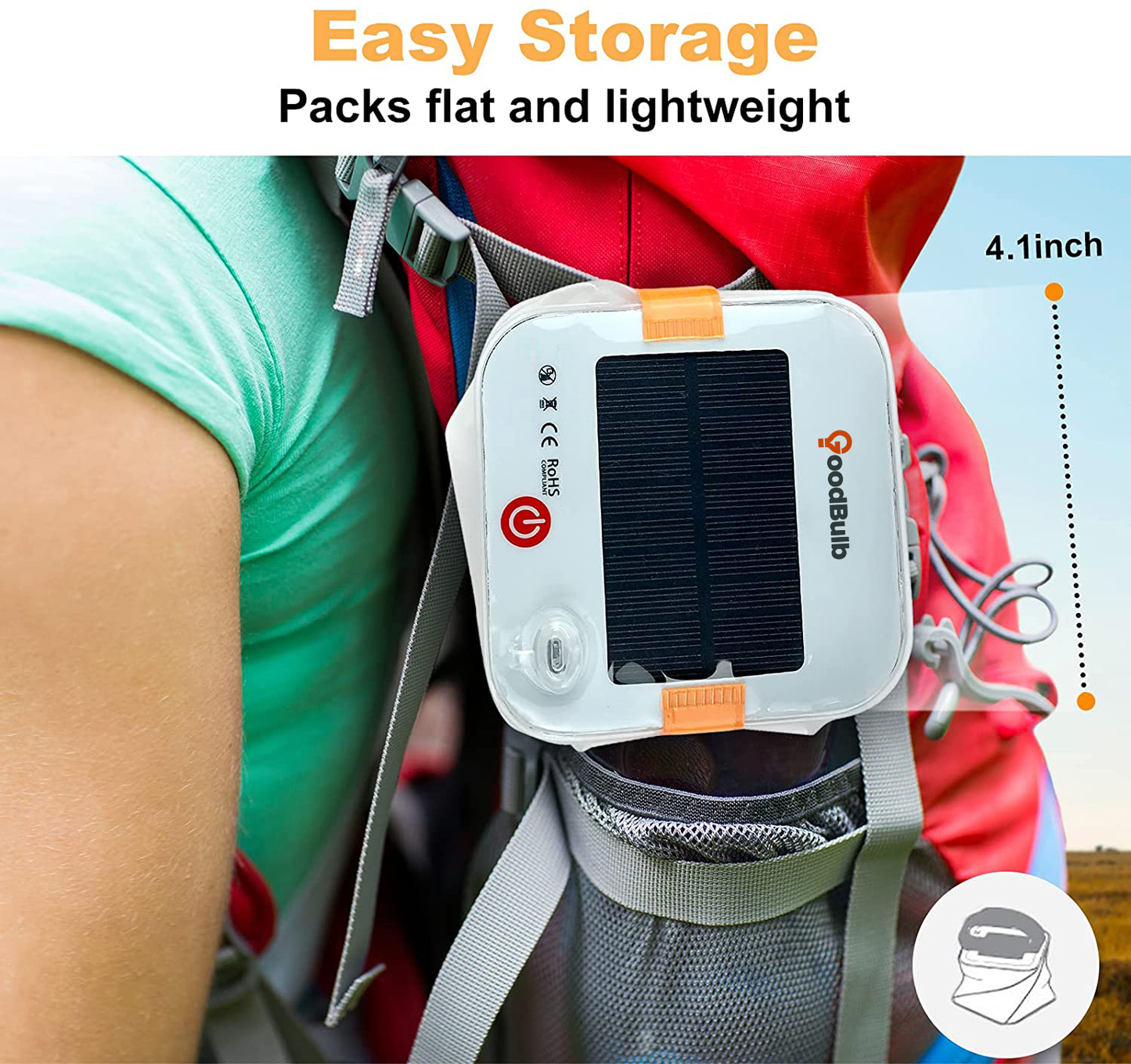 Inflatable Solar portable lantern. Can be attached to a back pack, great lantern for camping.