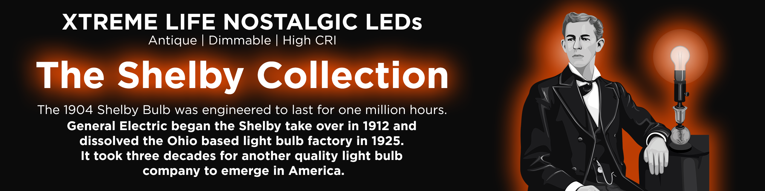 The 1904 Shelby Bulb was designed to last for over one million hours.