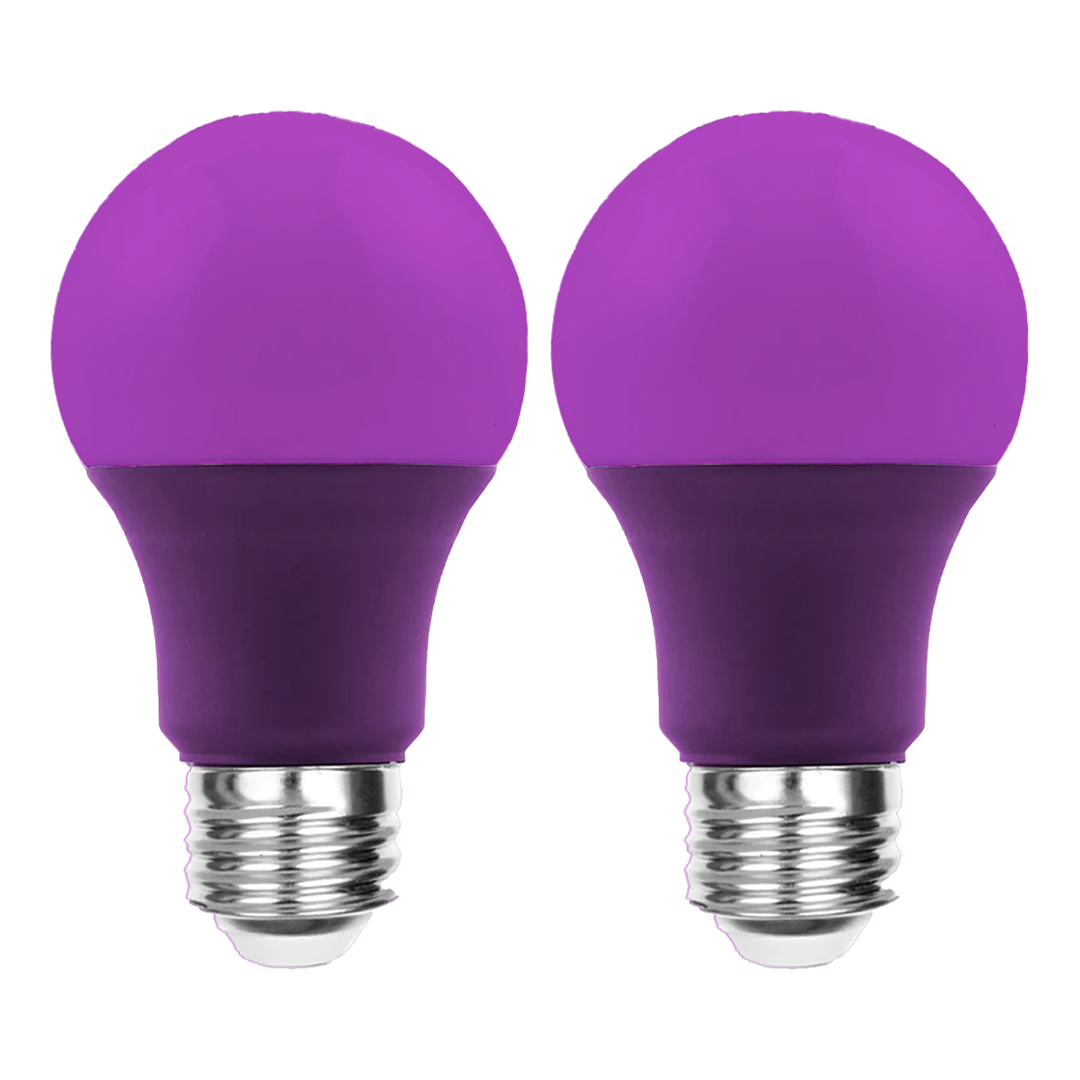 Purple LED A19 light bulb that support epilepsy. 