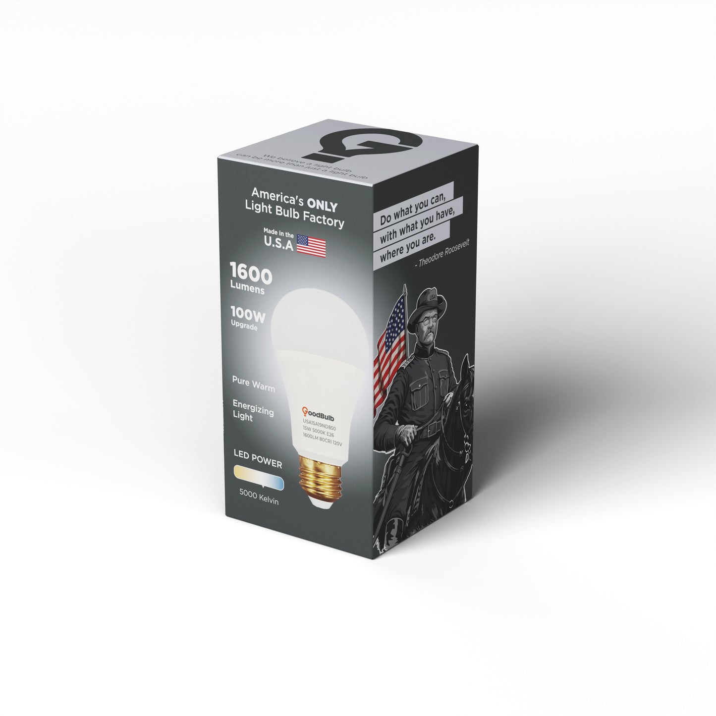 America's Only LED A19 5000K Light Bulb - 100 Watt Replacement, Long Life<br>Crisp Daylight, Bright and Powerful, Built to Last - Made in the USA