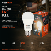 Made in America | 100W Equal | 1600 Lumens | LED A19 SOFT WHITE 2700K True-To-Life Color