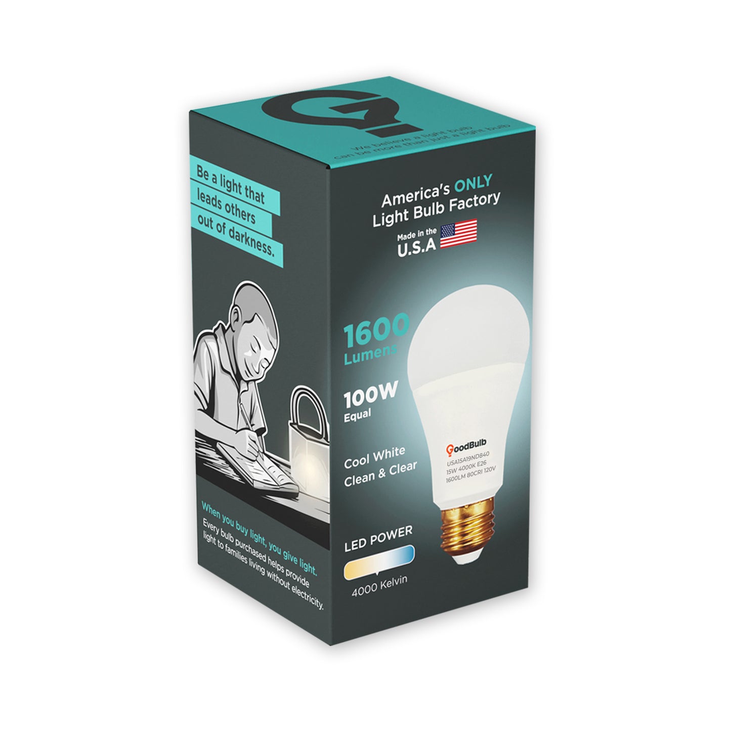 America's Only LED A19 4000K Light Bulb - 100 Watt Replacement<br>Clean Balanced Light, Bright and Powerful, Built to Last - Made in the USA