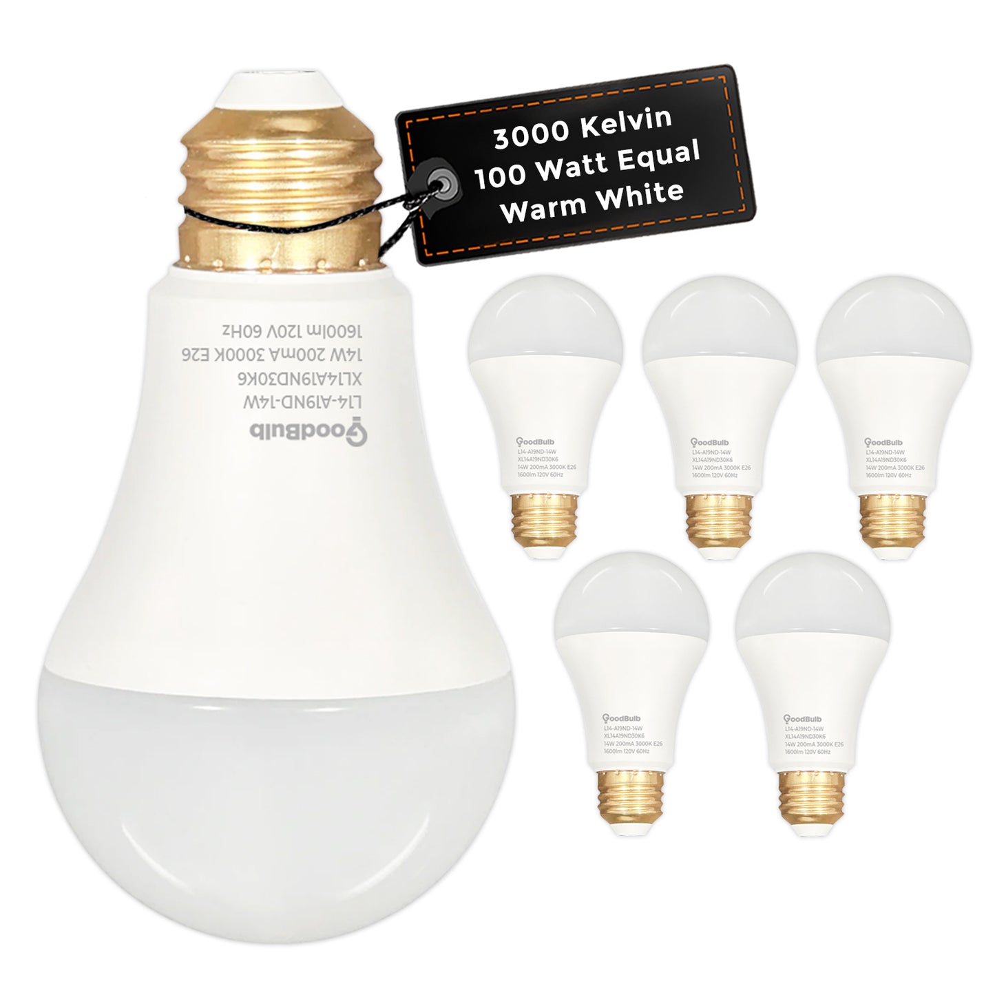 XL14A19ND30K6 LED A19 Bulb - 14 Watt 3000K Warm White - 100W Equivalent