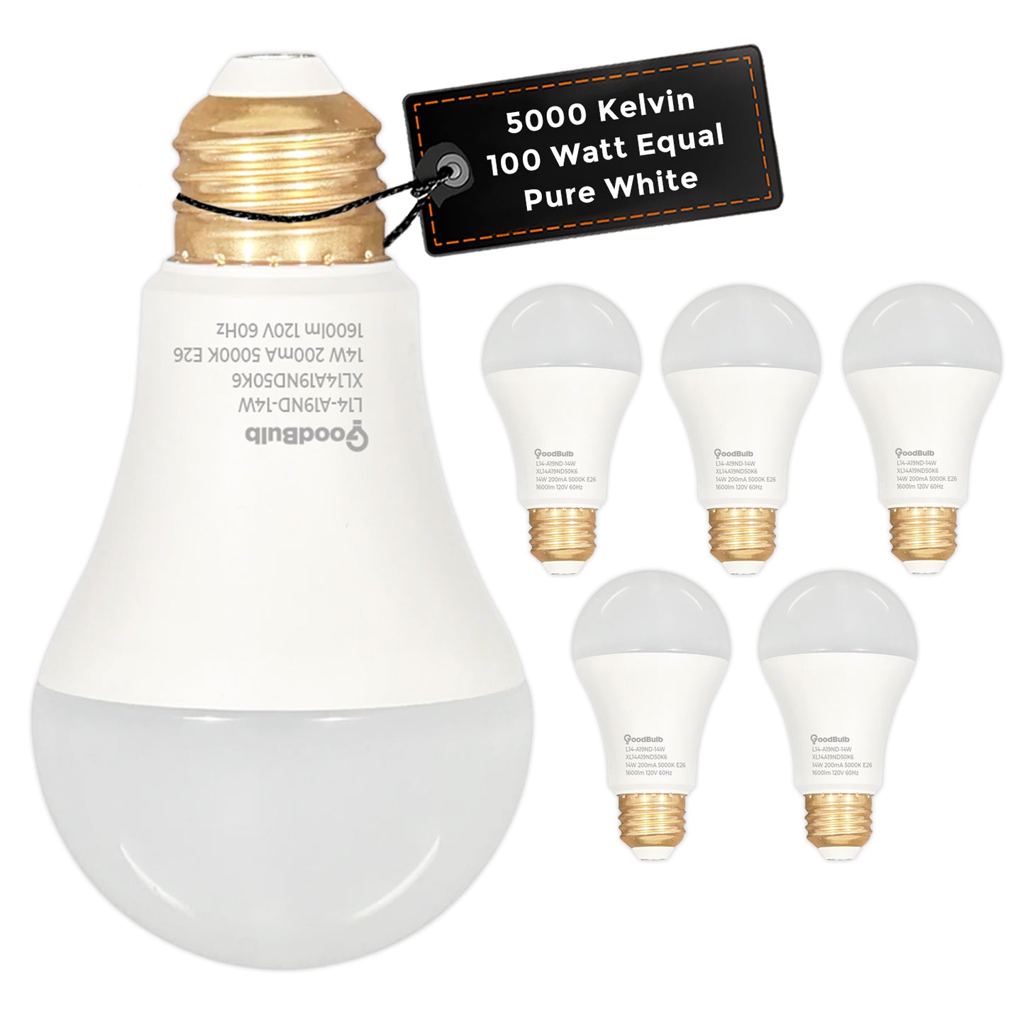 XL14A19ND50K6 LED A19 Light Bulb – 14W 100W Equivalent 5000K Daylight – Energy-Efficient Standard E26 Base Bulb