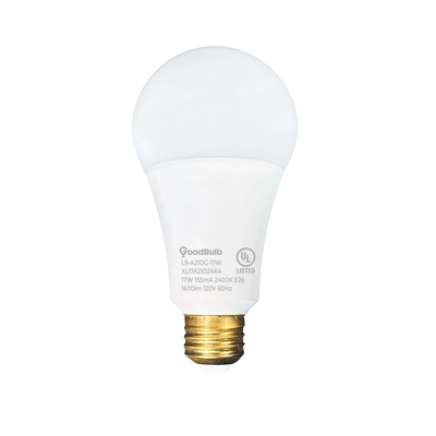 100 WATT UPGRADE – 17 WATT DIMMABLE LED A21 – 90+ HIGH CRI – SERENE SOFT WARM LIGHT – 1600 LUMENS – 2400 KELVIN – ROUGH SERVICE - 25,000 HOURS & 5 YEAR WARRANTY