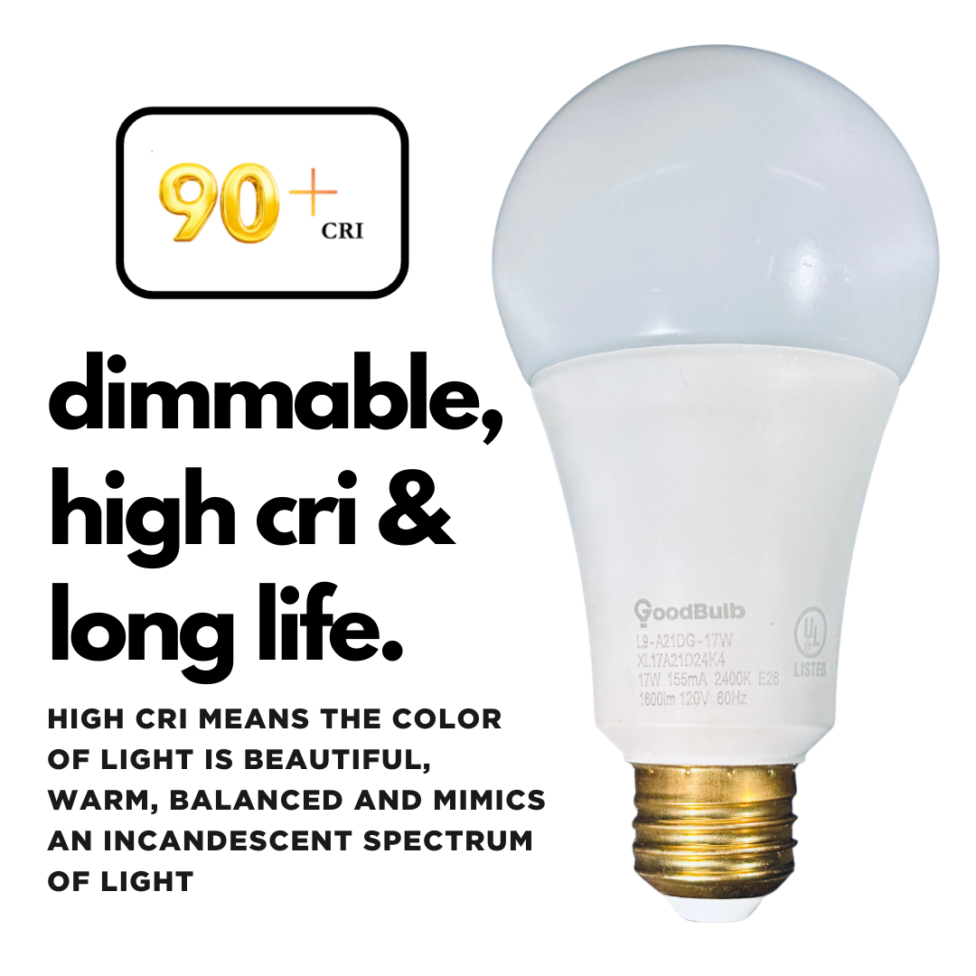 LED A19 light bulbs designed to replicate incandescent glow. It is dimmable and has a long lifespan.