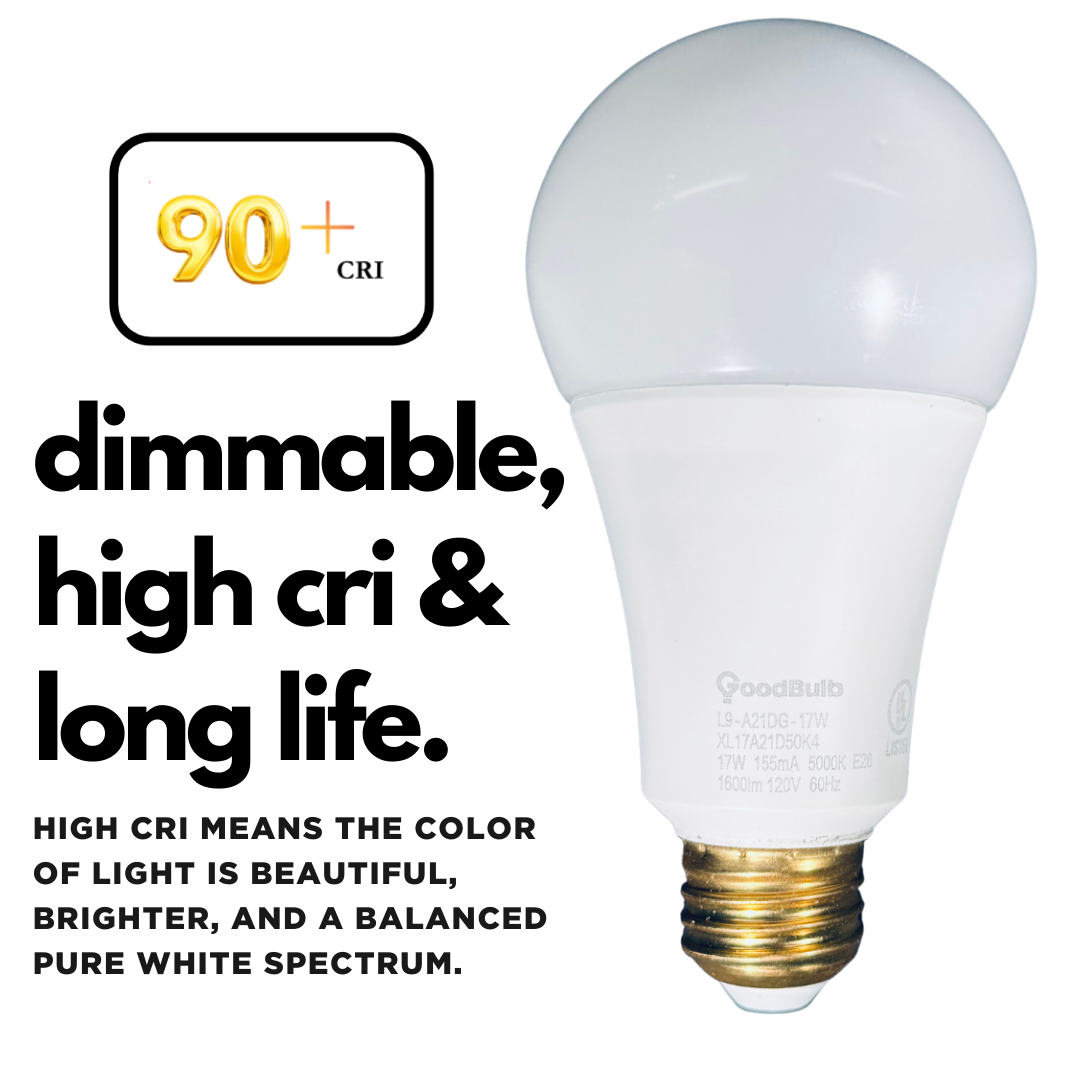 Platinum white light dimmable A21 light bulbs with a long lifespan with beautiful color of light.