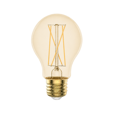 A19 LED Filament Bulb, Amber Glass, Vintage, Dimmable, E26