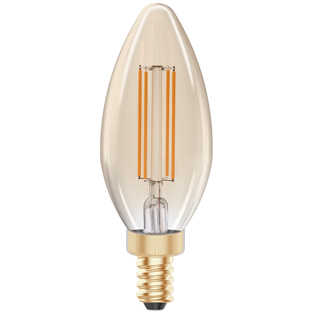 Antique style E12 LED light bulb with a amber glow illumination for Chandeliers