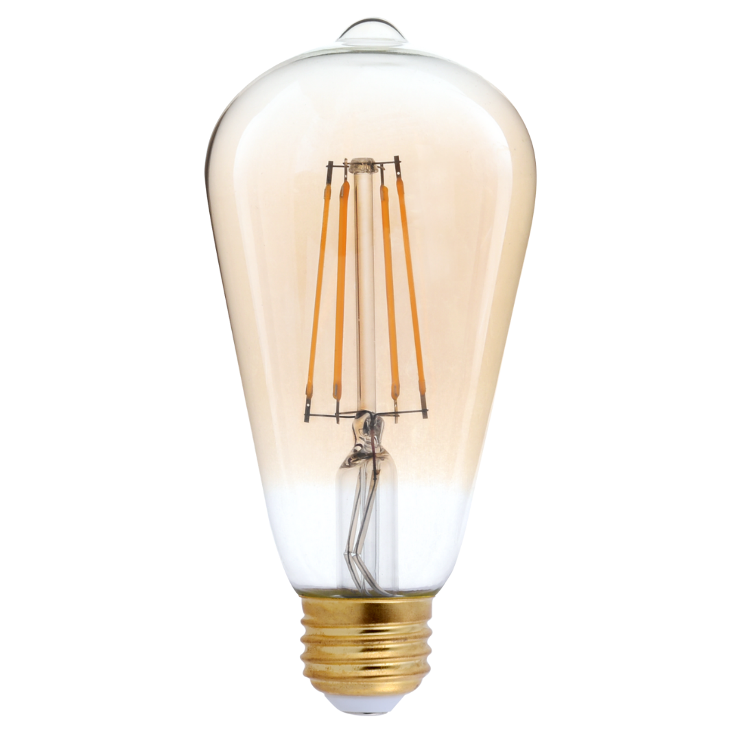 GoodBulb high CRI 2200K long-life LEDs. Antique design with a golden amber glow.