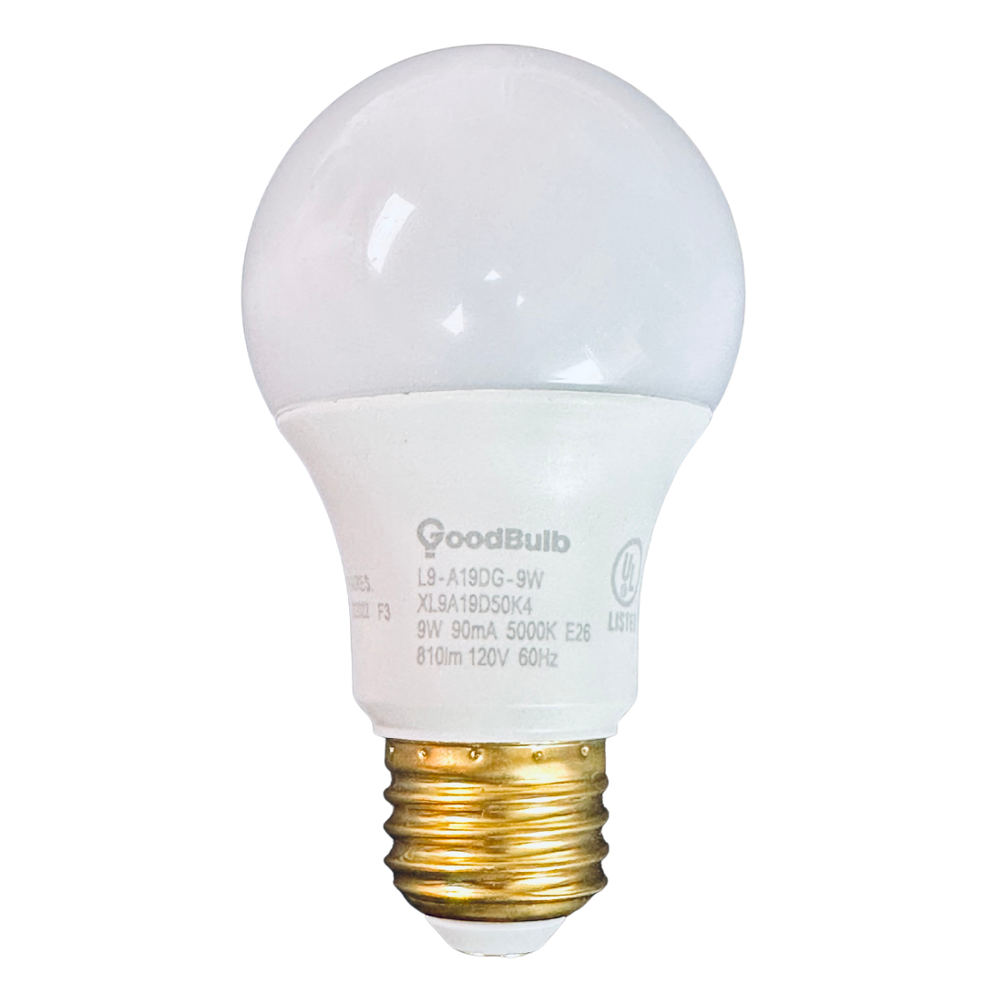 GoodBulb dimmable frost A19 Light bulbs with platinum white light illumination.
