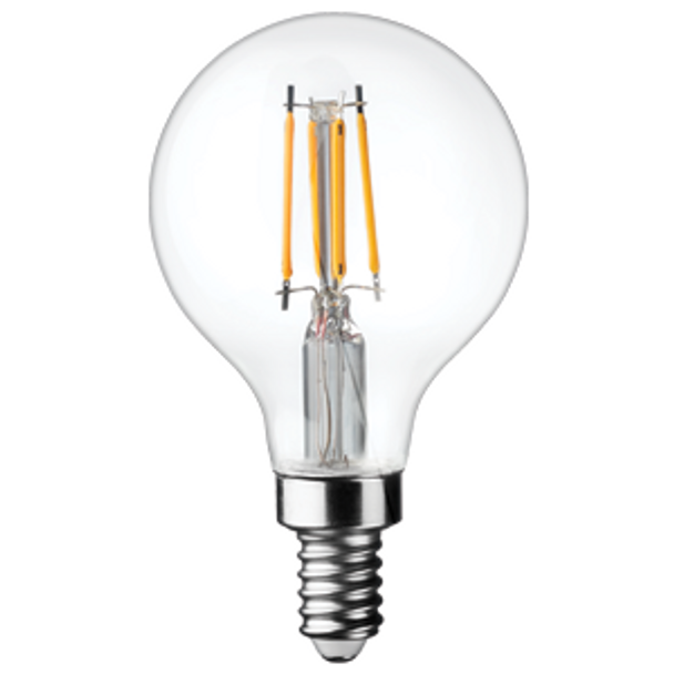 4W LED G16 Filament Bulb – E12 Base, 120V, 2400K Very Warm White, 350 Lumens, Dimmable, 15,000 Hour Life