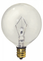 60W 130V G16.5 Clear Globe Incandescent Bulb – E12 Candelabra Base, Safe-Shield Shatter Resistant, 1,500 Hour Life