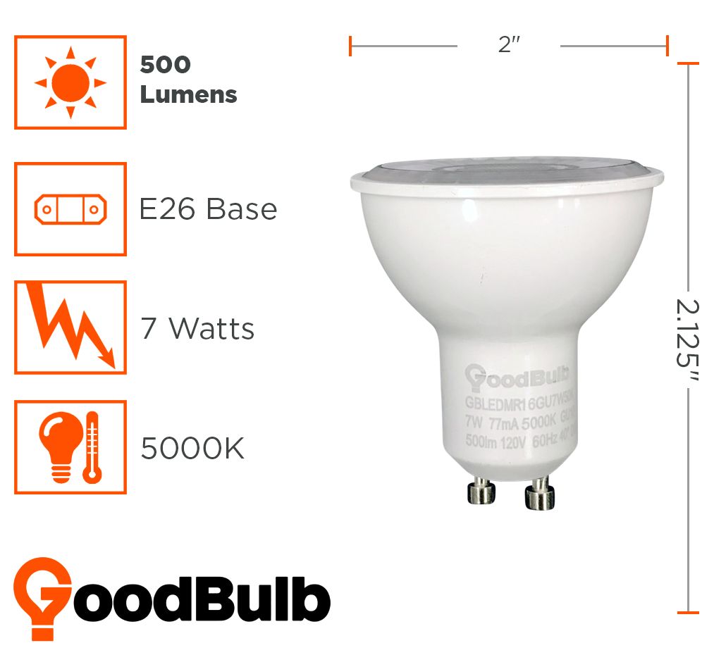 7 watt dimmable LED reflector with a platinum white light and E26 base. Extreme energy savings.