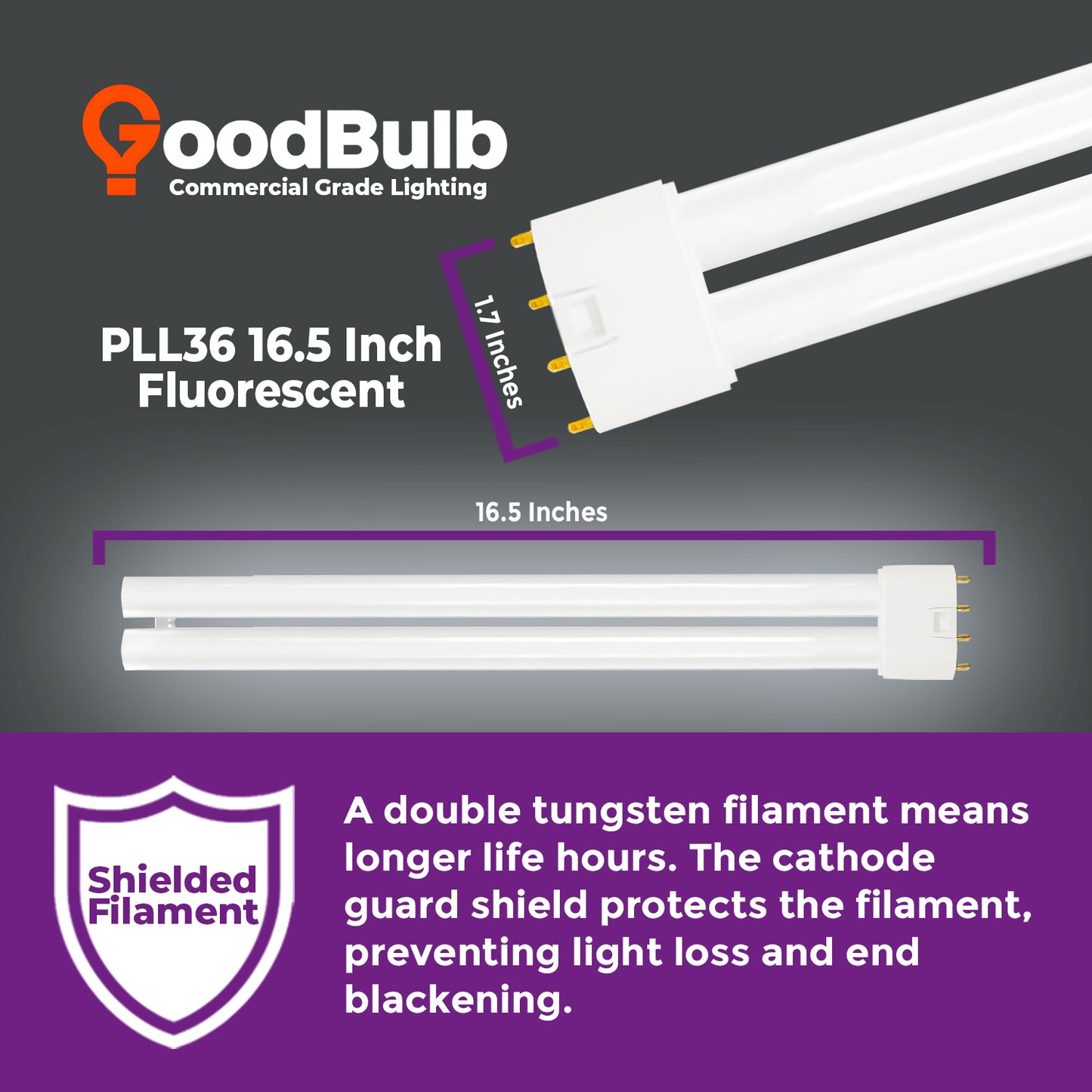 PLL36/865 - 36 Watt - 16.5 Inch Twin Tube CFL - 4-pin 2G11 Base - 6500K Full Spectrum 2400 Lumen - 36,000 Life Hours