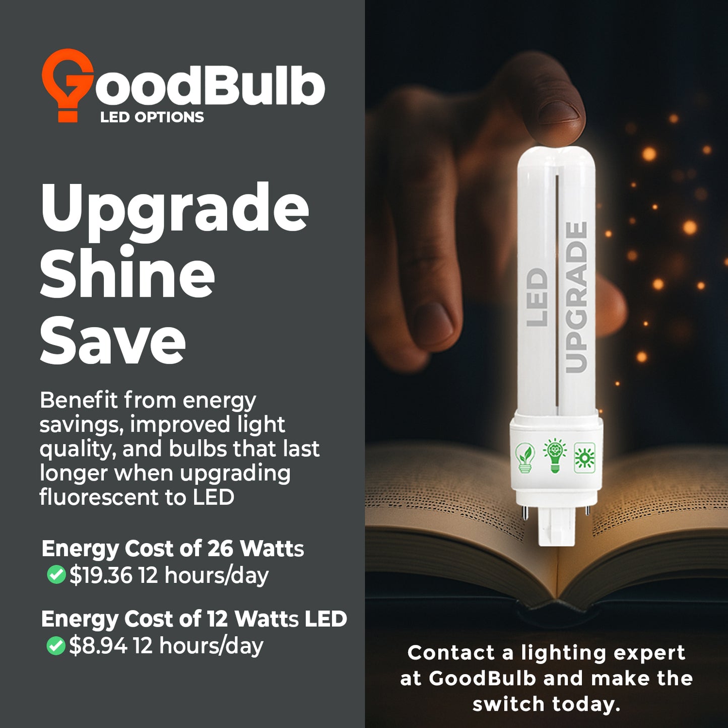 26 Watt CFL Light Bulbs - 3000K Warm White - 4 Pin G24Q-3 - 26W 1800 Lumens - Double Tube Compact Fluorescent Light Bulbs Plug-in