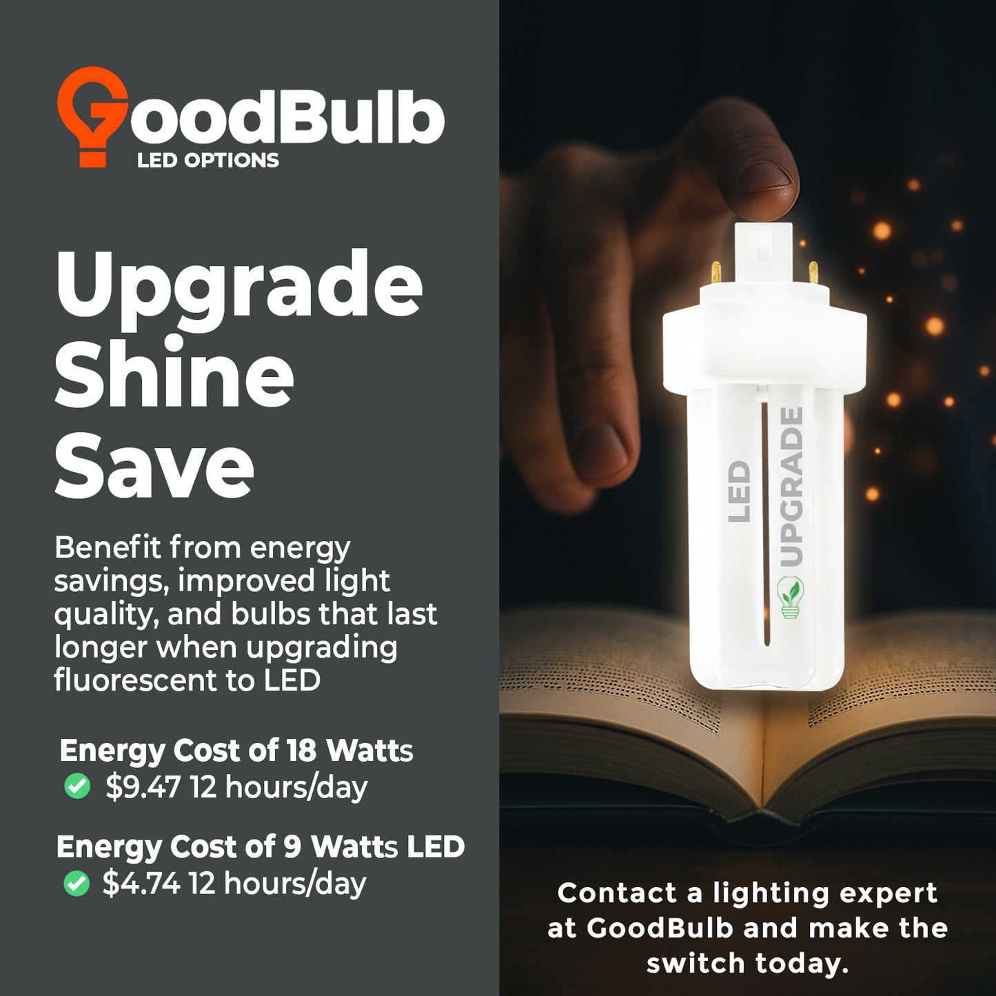 18 Watt CFL Light Bulbs - 4 Pin GX24Q-2 Base - 4100K Cool White -18W 1200 Lumens - Triple Tube Compact Fluorescent Light Bulbs Plug-in