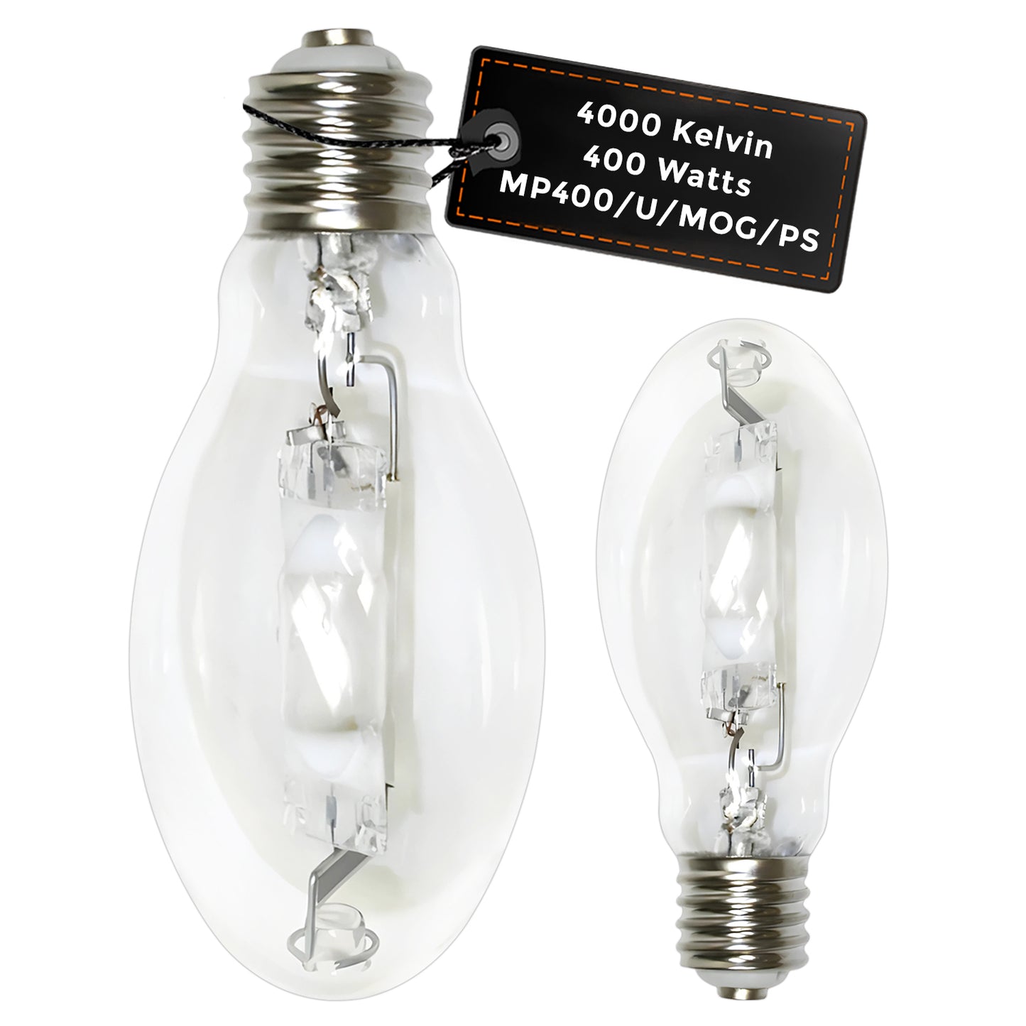 400 Watt Metal Halide HID Light Bulb - E39 Mogul Base - Clear - 4000K Cool White - 33,000 Lumens - 15,000 Hours