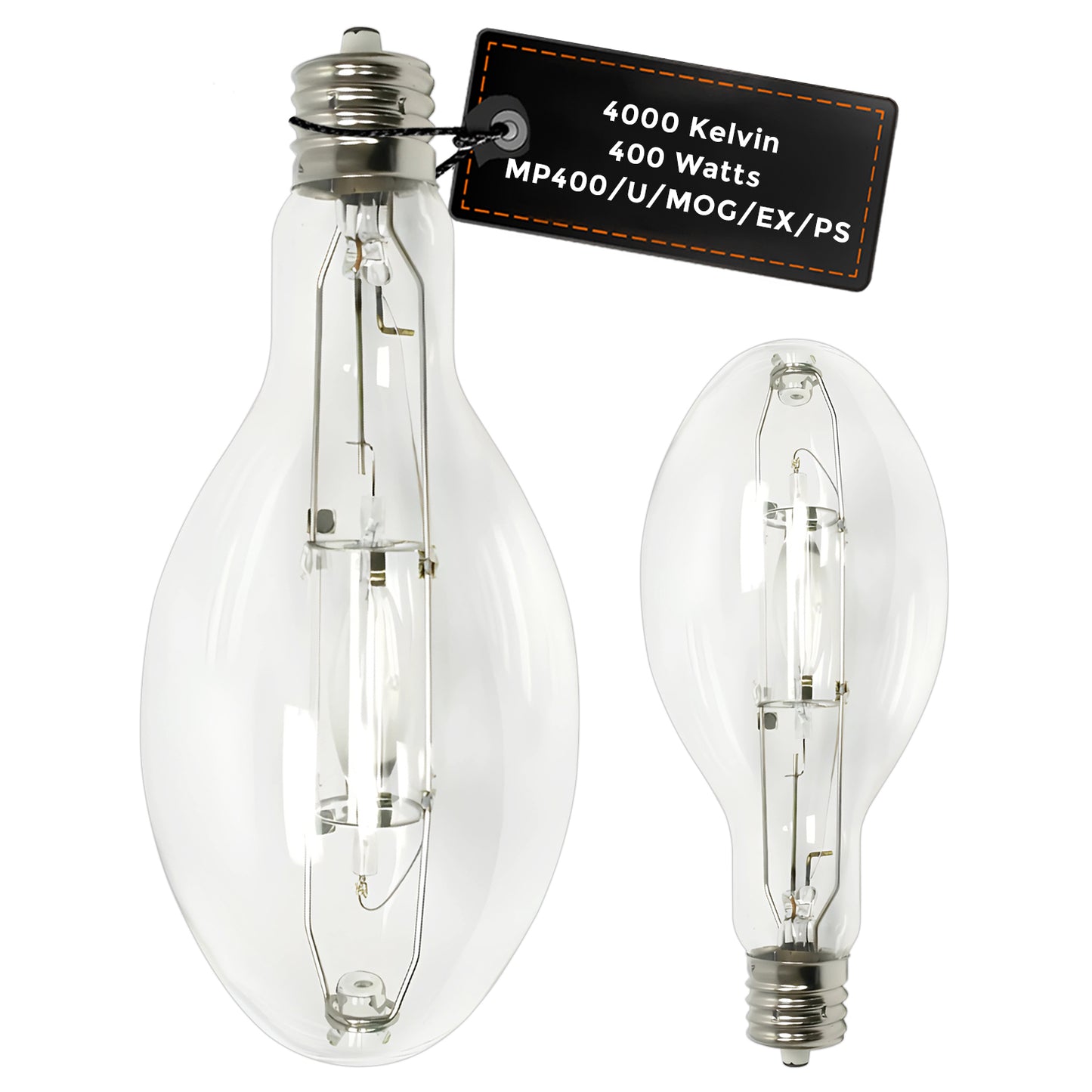400 Watt Metal Halide HID Light Bulb - EX39 Extended-Mogul Base - Clear - 4000K Cool White - 33,000 Lumens - 15,000 Hours
