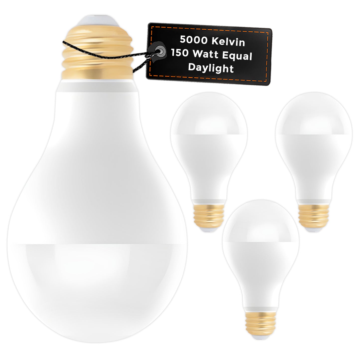 150 WATT UPGRADE - 20 WATT DIMMABLE A Shape - ROUGH SERVICE LEDS - PLATINUM PURE WHITE LIGHT - 2600 LUMENS - 5000 KELVIN - 25,000 HOURS & 5 YEAR WARRANTY