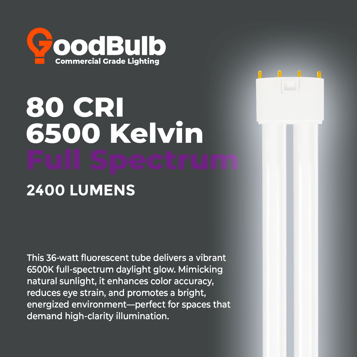 PLL36/865 - 36 Watt - 16.5 Inch Twin Tube CFL - 4-pin 2G11 Base - 6500K Full Spectrum 2400 Lumen - 36,000 Life Hours
