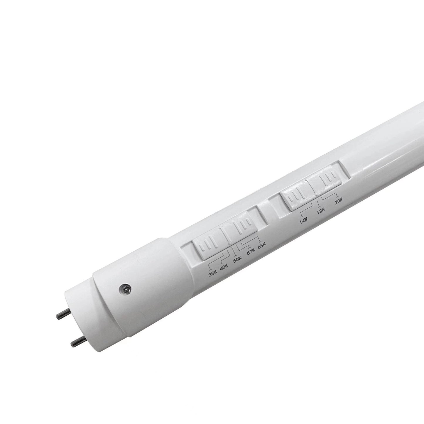 4ft. LED tunable T8 tube, 20 watts maximum, 2,100-3,000 lumens, available in CCT adjustable 3500K/ 4000K/ 5000K/ 5700K/ 6500K CCT adjustable, up to 50,000 hours rated life, suitable for dry or damp locations, 5 years limited warranty.