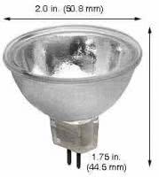 50W MR16 Halogen Bulb – Wide Flood, GU5.3 Base, Covered Glass (12V)
