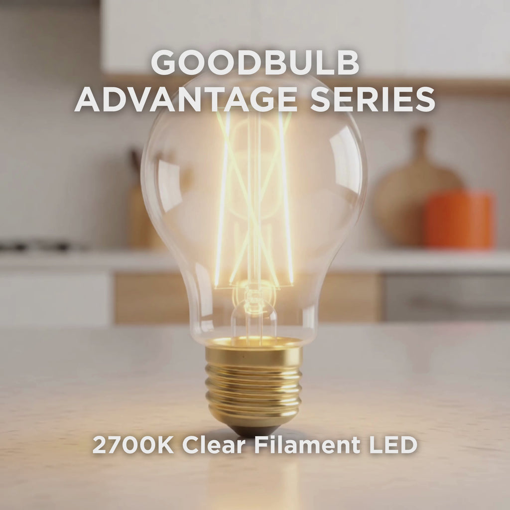 A19 LED Filament Bulb, Clear Glass, Soft White, Dimmable, E26