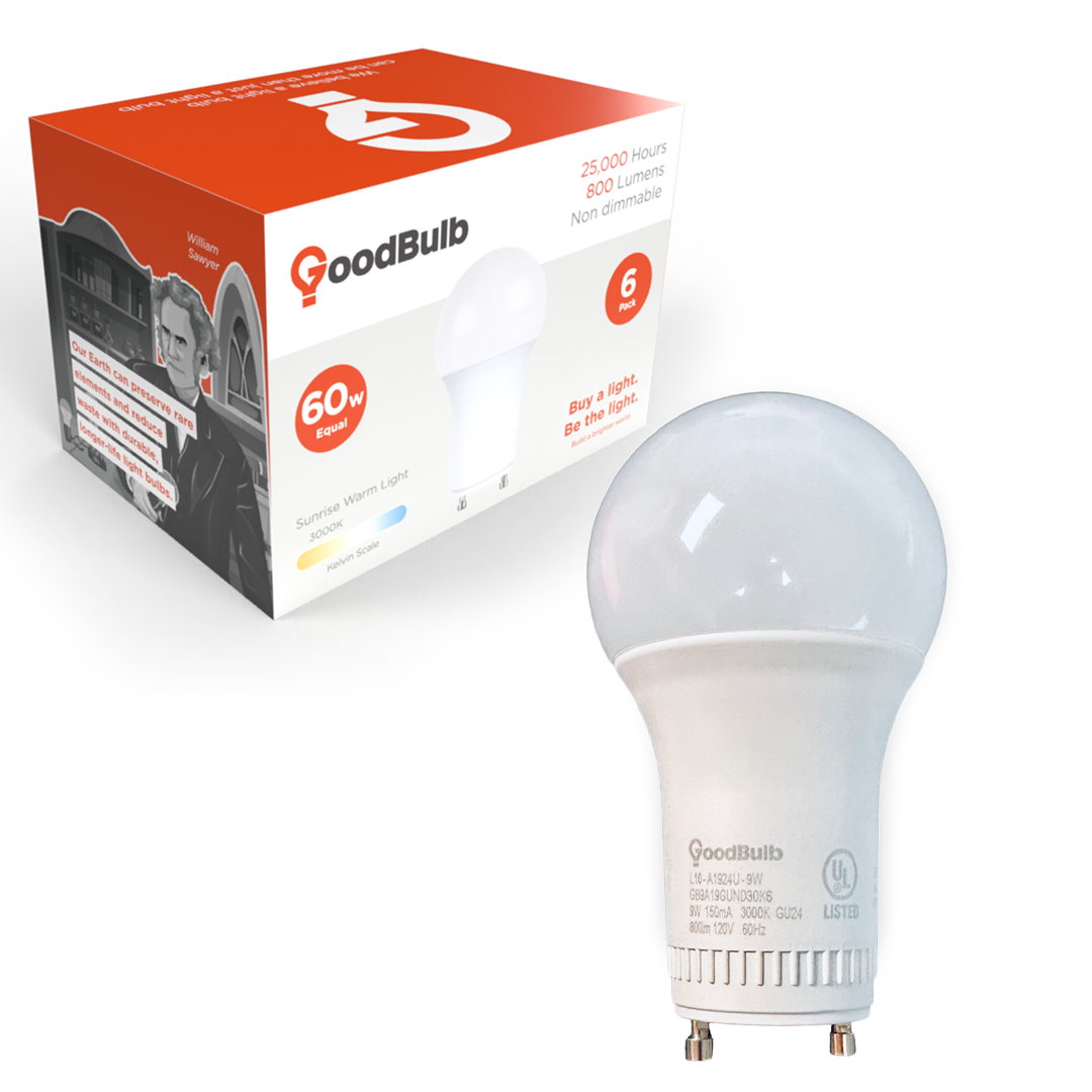 Light bulb xl9a19gund30k6 with the box in background 